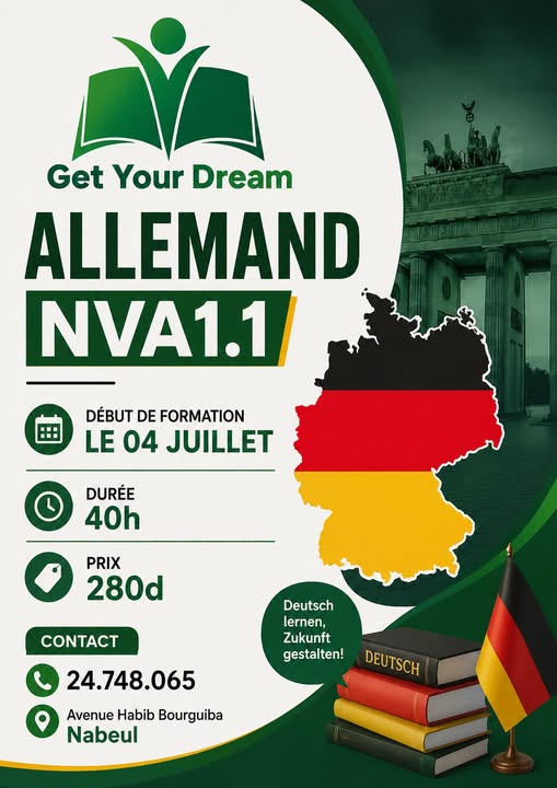Flyer cours d'allemand Niveau A1.1
